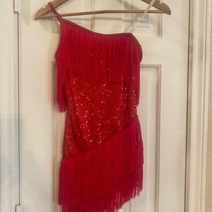 Weissman Red Fringe - One-Shoulder Biketard - SA